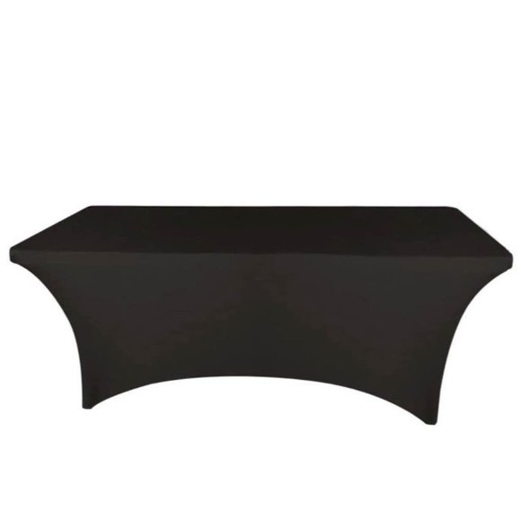 Black Spandex Stretch Fitted Tablecloths 6 foot Rectangle Table Linen - Picture 3 of 3